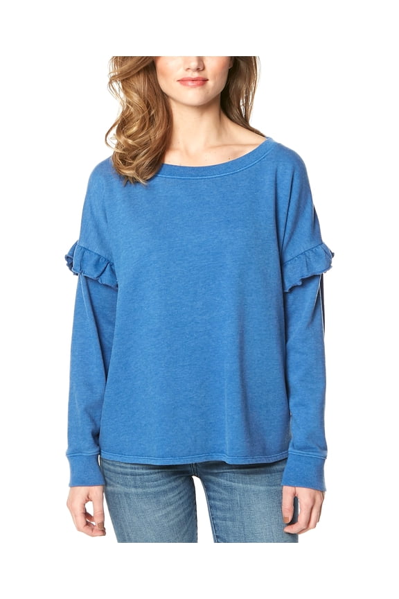 Buffalo David Bitton Ruffle Sleeve Sweatshirt Blue S