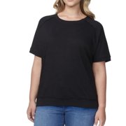 Buffalo David Bitton Women's Effortless Essential Relaxed Fit Short Sleeve Super Soft French Terry Top US, Alpha, Medium, Regular, Regular, Black