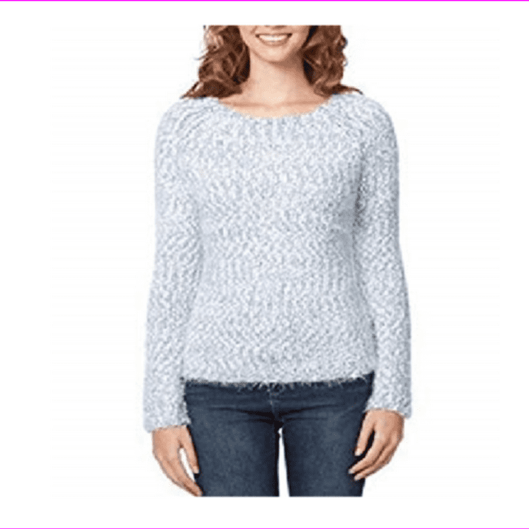Buffalo David Bitton Women's Eyelash Knit Pullover Sweater M/Blue/White