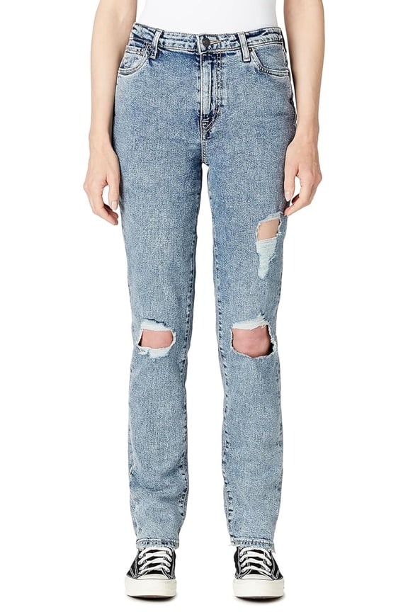 Buffalo David Bitton Women's Hi Rise Straight Jean, Contrast and Torn, 27
