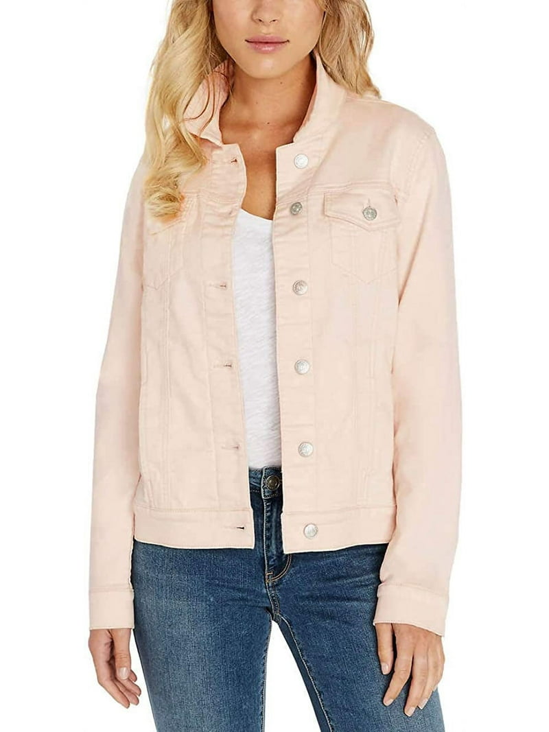 Buffalo David Bitton Womens Knit Denim Jacket (Light Pink
