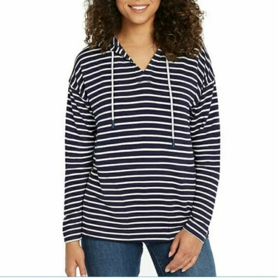Buffalo David Bitton Women's Soft Knit Relaxed Fit Hoodie With Pockets Size: M, Color: White/black