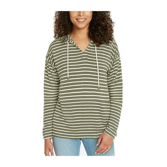 Buffalo David Bitton Women's Soft Knit Relaxed Fit Hoodie With Pockets Size: M, Color: olive/white