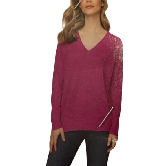Buffalo David Bitton Women's Sage Pink Soft Knit V-Neck Top