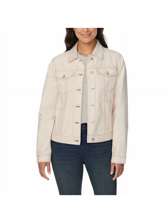 Buffalo David Bitton Womens Classic Denim Jacket (Light Cream, Small)
