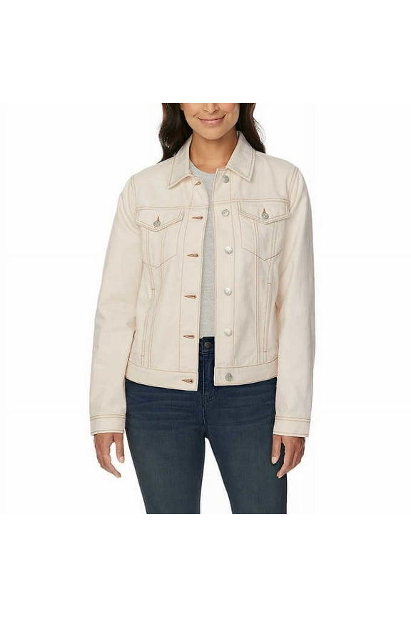 Buffalo David Bitton Womens Classic Denim Jacket (Light Cream, Small)