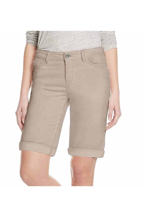 David Bitton Womens Cuffed Bermuda Shorts 6, Sand