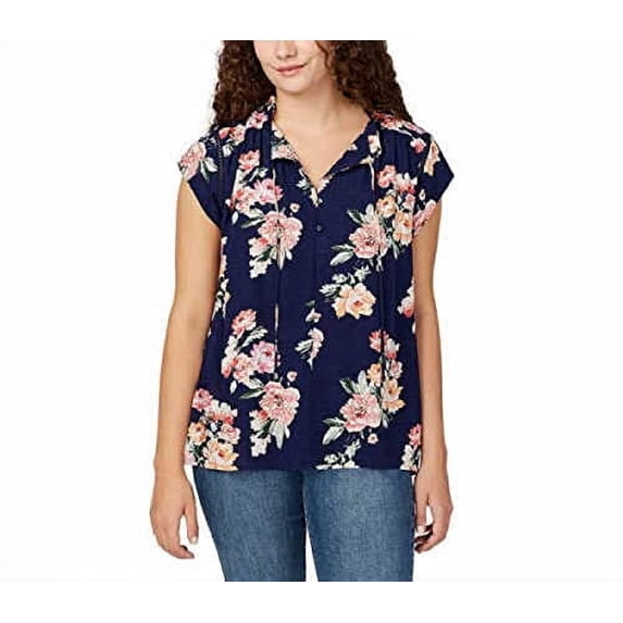 Buffalo David Bitton Womens Flutter Sleeve Floral Top;Small