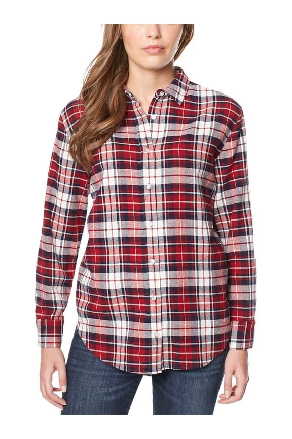 Buffalo David Bitton Womens High-Low Collared Button-Down Top Red XS