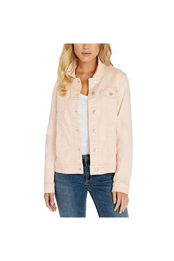 Buffalo David Bitton Womens Knit Denim Jacket (Light Pink, Medium)