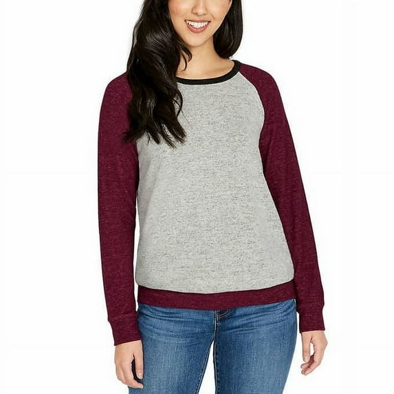 Buffalo David Bitton Womens Relaxed Fit Printed Cozy Pullover Top,Burgundy C.B.,Small