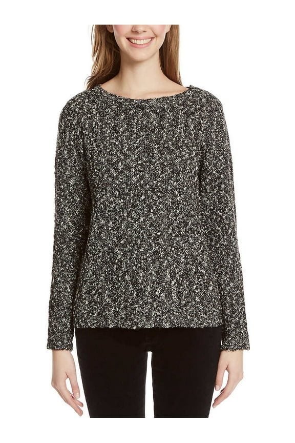 David Bitton Womens Textured Mixed Yarn Sweater, Black, Size S