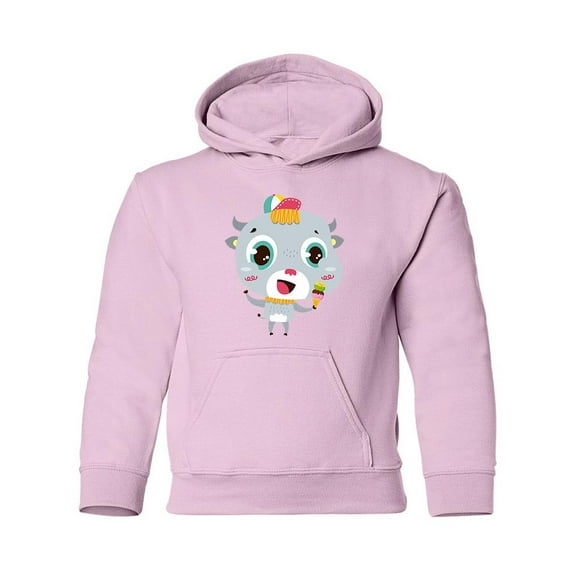Buffalo Eating Ice Cream Hoodie Juniors -Image by Shutterstock,  Medium