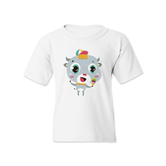 Buffalo Eating Ice Cream T-Shirt Juniors -Image by Shutterstock, Medium