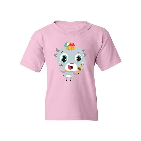 Buffalo Eating Ice Cream T-Shirt Juniors -Image by Shutterstock, Small