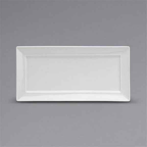 Buffalo F8010000358S 10.625 x 5.25 in. Bright White Ware Rolled Edge Flat Rectangular Porcelain Platter