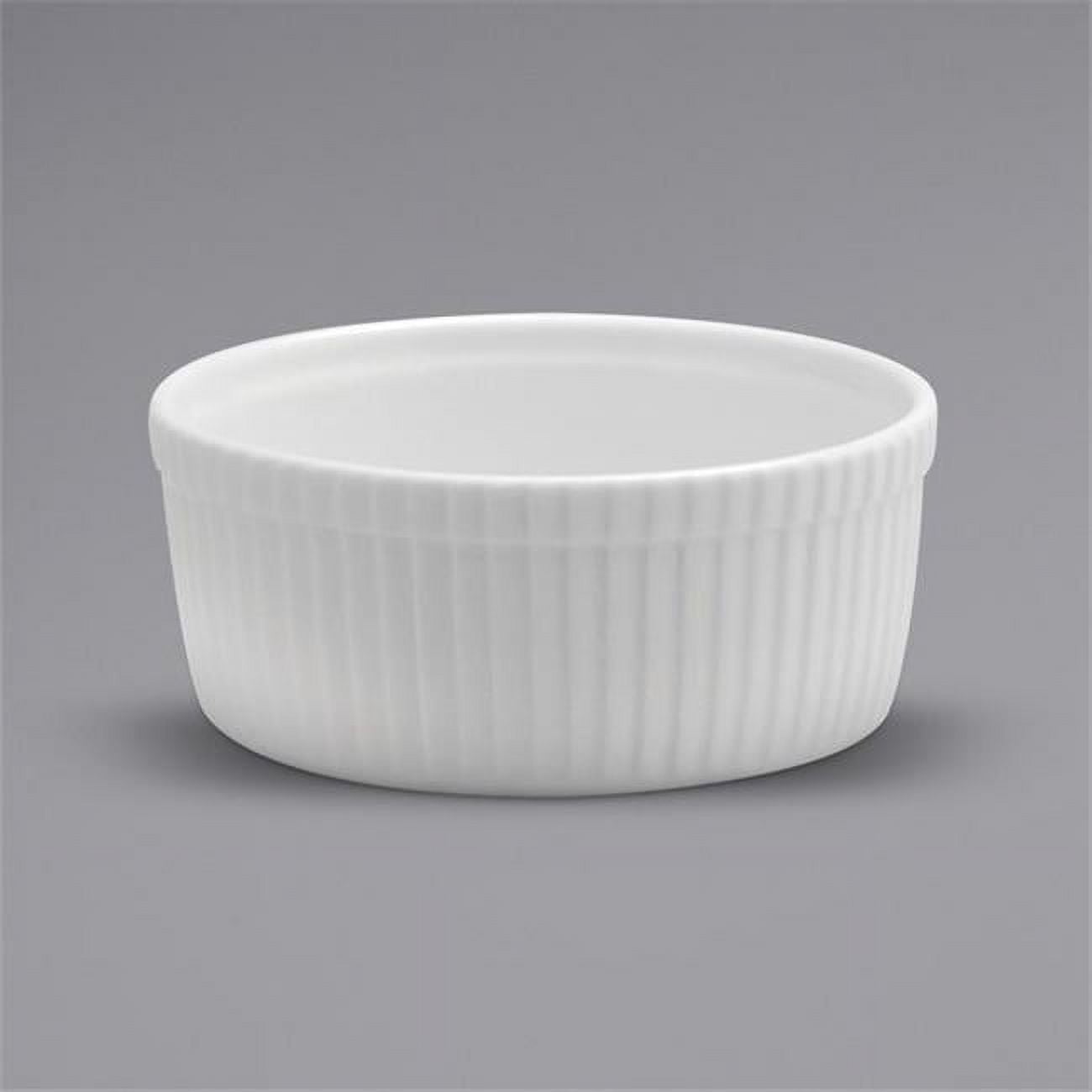Buffalo F8010000603 Ware Fluted Porcelain Souffle Dish, Bright White