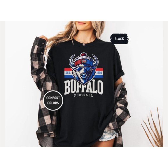 Buffalo Football Comfort Colors T-shirt, Sport Fan Shirt, Game Day Apparel Tee,Black Color,Size XL