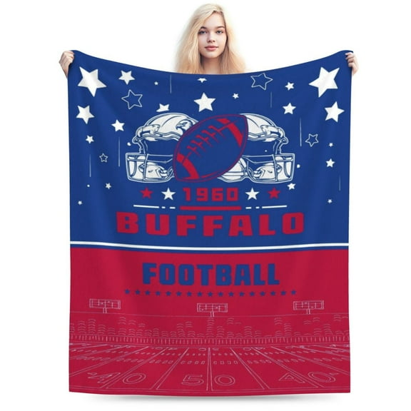 Buffalo Football Team Flannel Throw Blanket, Soft Lightweight Plush Blanket For Men, Women, Sports Fan Gifts For Bed, Sofa, Travel 50"x40"