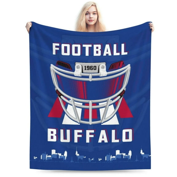Buffalo Football Team Flannel Throw Blanket, Soft Lightweight Plush Blanket For Men, Women, Sports Fan Gifts For Bed, Sofa, Travel 60"X50"