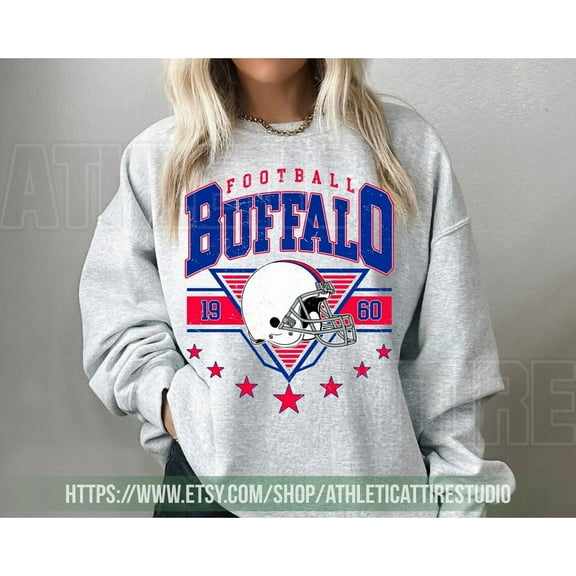 Buffalo Football Vintage Sweatshirt, Sunday Football Shirt,Ash Color,Size XL