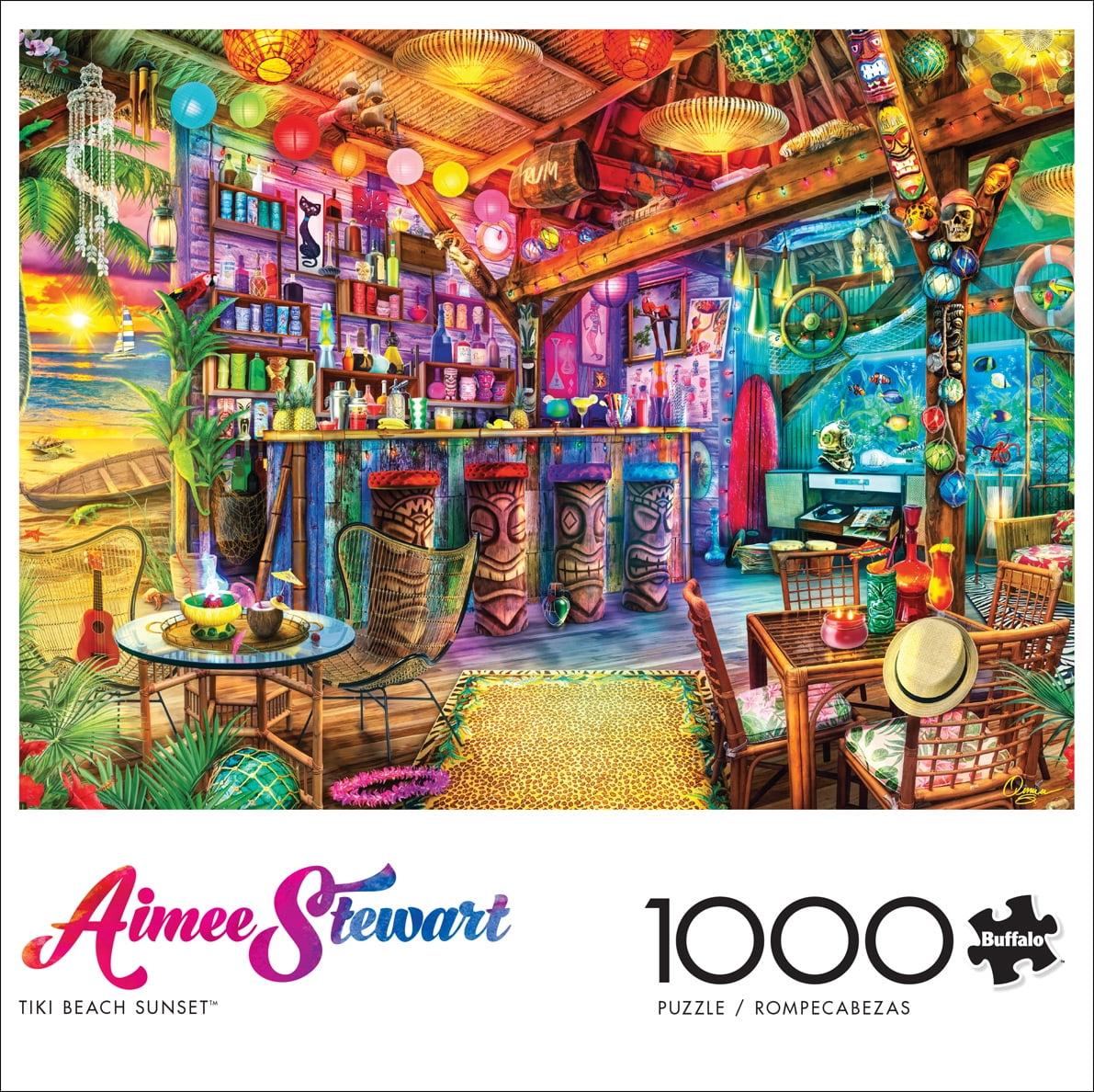 Buffalo Games 1000-Piece Aimee Stewart Tiki Beach Sunset Jigsaw Puzzle