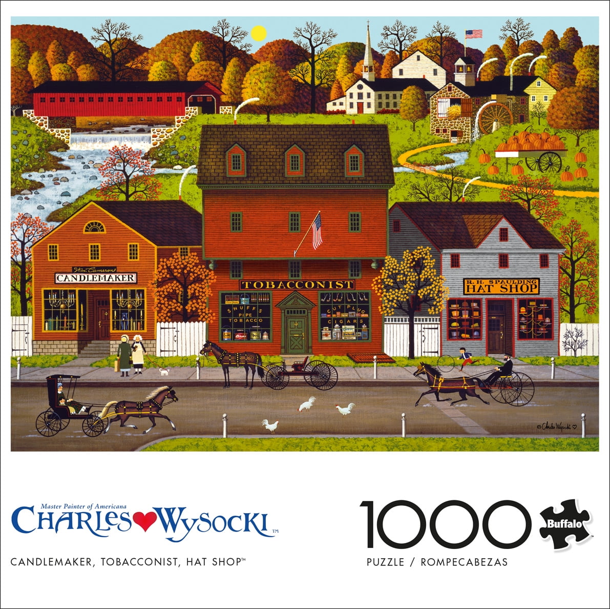 Buffalo Games 1000-Piece Charles Wysocki Candlemaker, Tobacconist, Hat Shop Interlocking Jigsaw Puzzle