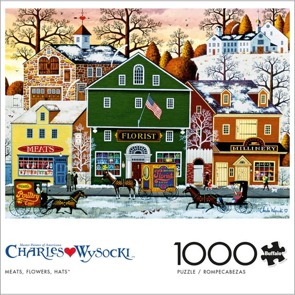 Buffalo Games 1000-Piece Charles Wysocki Meats, Flowers, Hats Interlocking Jigsaw Puzzle