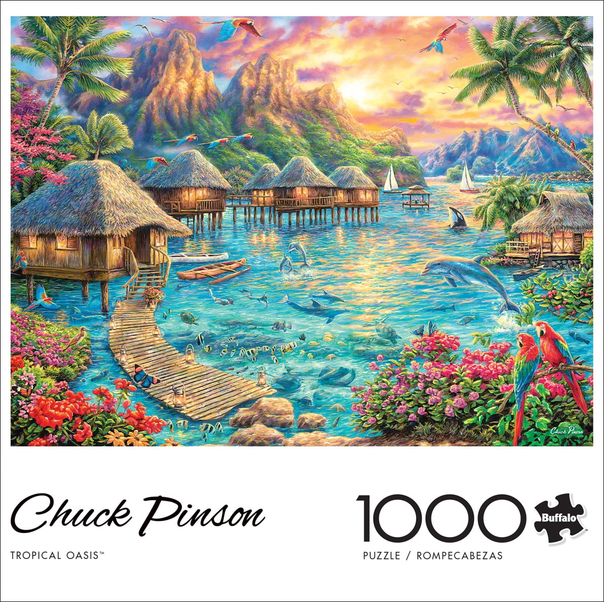 Buffalo Games 1000-Piece Chuck Pinson Tropical Oasis Jigsaw Puzzle