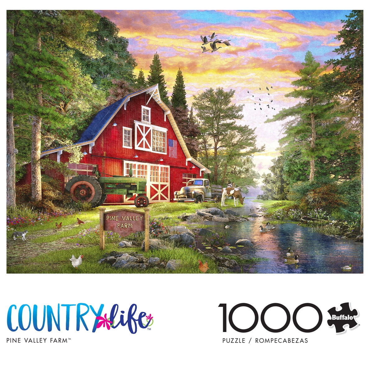 Buffalo Games 1000-Piece Country Life - Pine Valley Farm Interlocking Jigsaw Puzzle