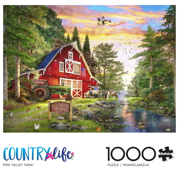 Buffalo Games 1000-Piece Country Life - Pine Valley Farm Interlocking Jigsaw Puzzle