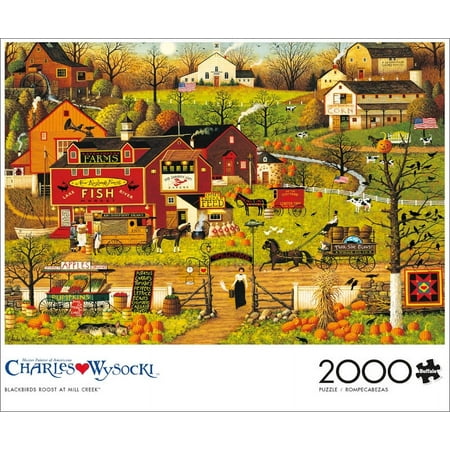 Buffalo Games 2000-Piece Charles Wysocki Blackbirds Roost at Mill Creek Interlocking Jigsaw Puzzle