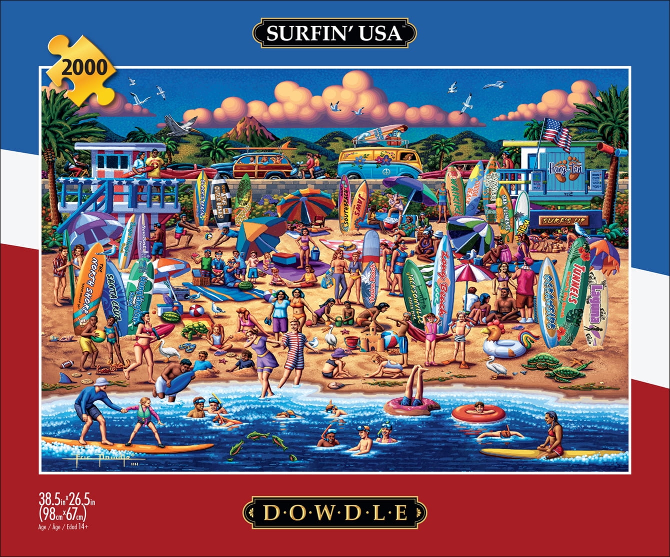 Buffalo Games 2000-Piece Dowdle Surfin' USA Interlocking Jigsaw Puzzle