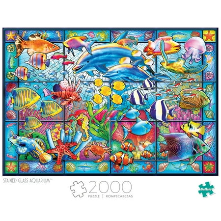 Buffalo Games 2000-Piece Collection Stained Glass Aquarium Interlocking Jigsaw Puzzle