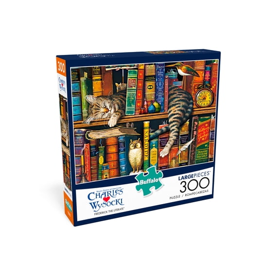 Buffalo Games 300-Piece Charles Wysocki Frederick the Literate Interlocking Jigsaw Puzzle for Adults Ages 14+