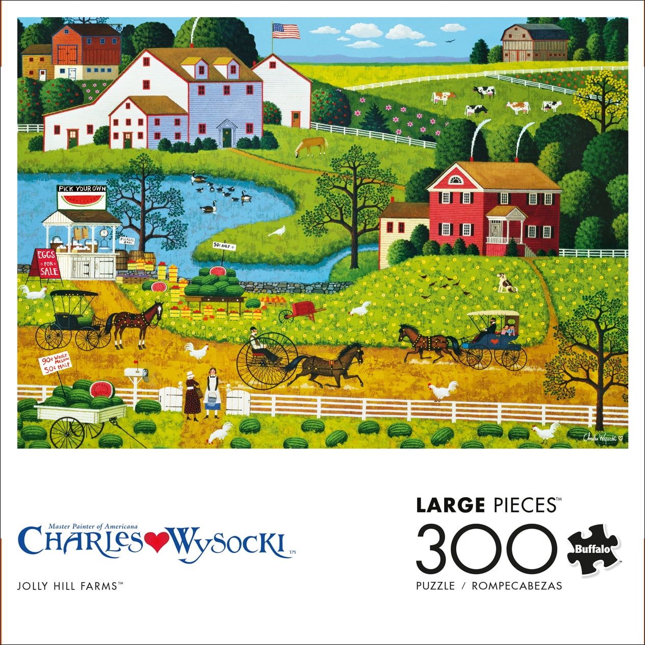 Buffalo Games 300-Piece Charles Wysocki - Jolly Hill Farms Interlocking Jigsaw Puzzle