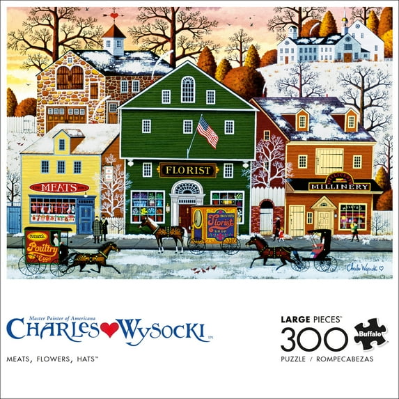 Buffalo Games 300-Piece Charles Wysocki - Meats, Flowers, Hats Interlocking Jigsaw Puzzle