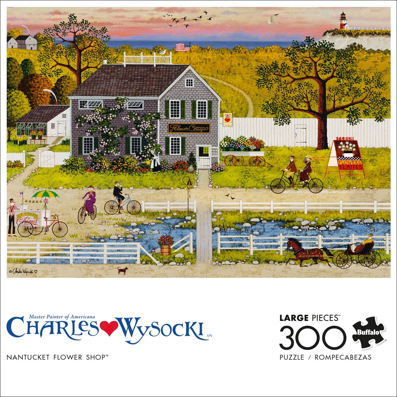 Buffalo Games 300-Piece Charles Wysocki Nantucket Flower Shop Interlocking Jigsaw Puzzle