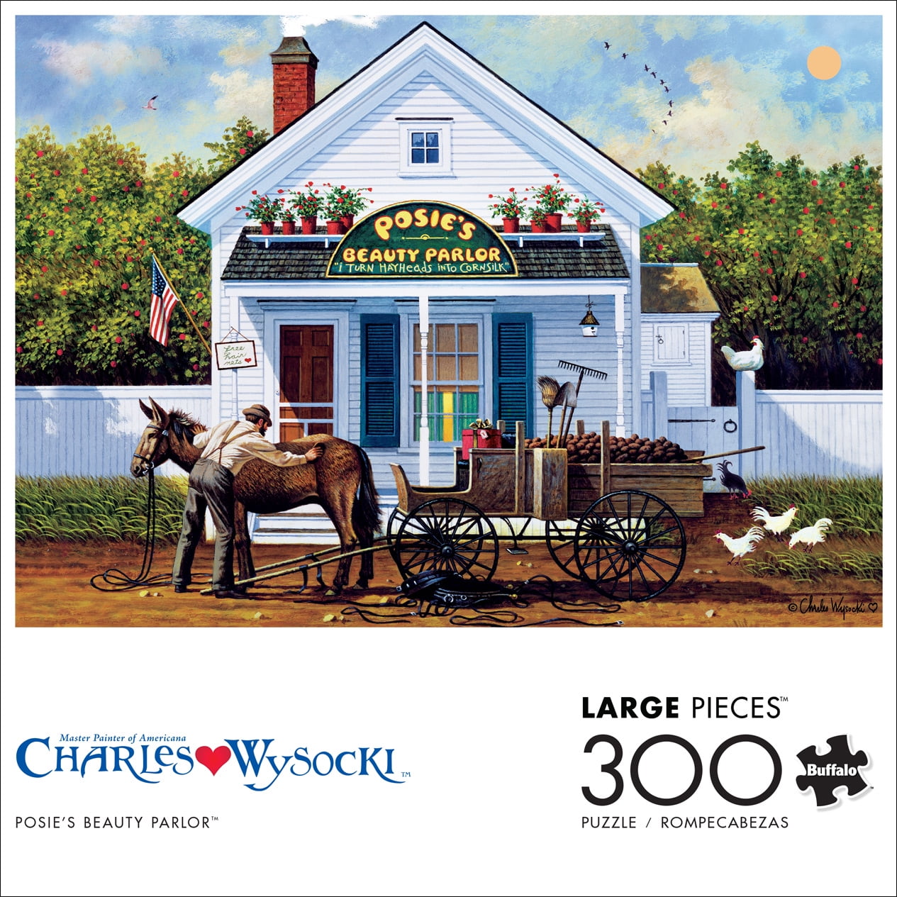 Buffalo Games 300-Piece Charles Wysocki Posie's Beauty Parlor Interlocking Jigsaw Puzzle