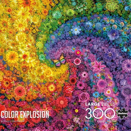Buffalo Games 300-Piece Color Explosion Botanic Rainbow Interlocking Jigsaw Puzzle