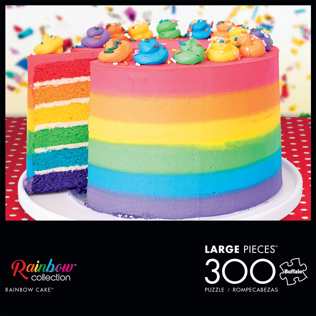 Buffalo Games 300-Piece Rainbow Collection Rainbow Cake Jigsaw Puzzle