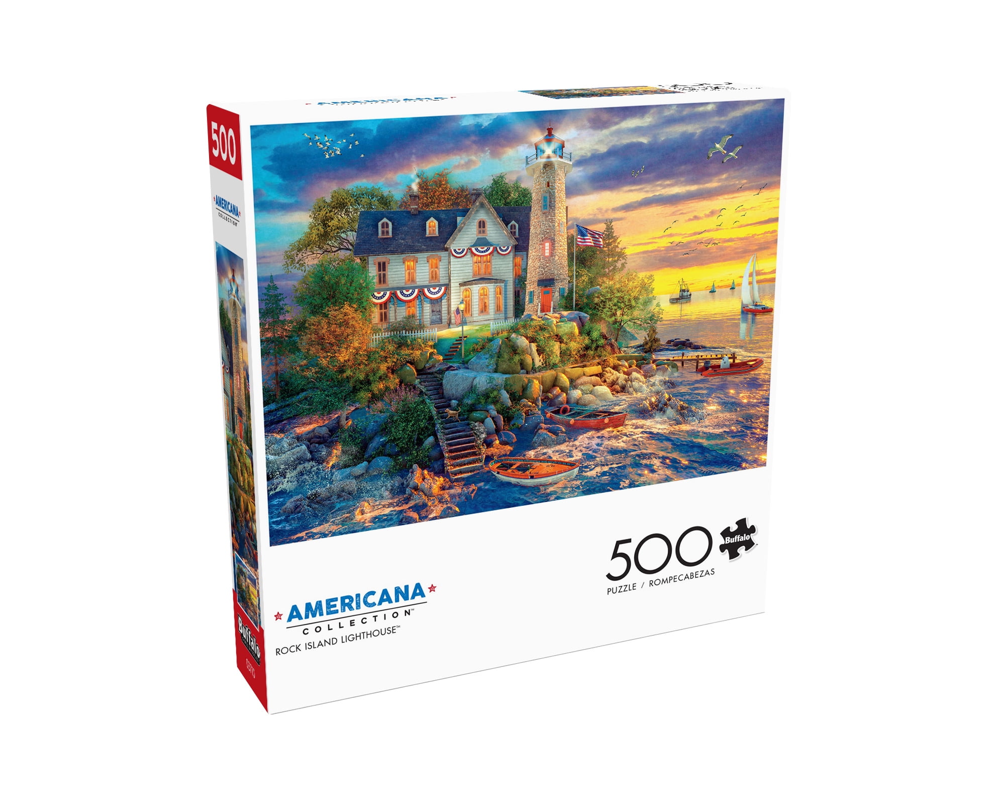 Buffalo Games Americana Collection Rock Island Lighthouse 500-Piece Interlocking Jigsaw Puzzle for Adults Ages 14+ - Walmart.com