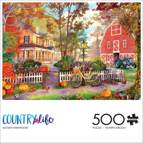 Buffalo Games 500-Piece Country Life Autumn Farmhouse Jigsaw Puzzle