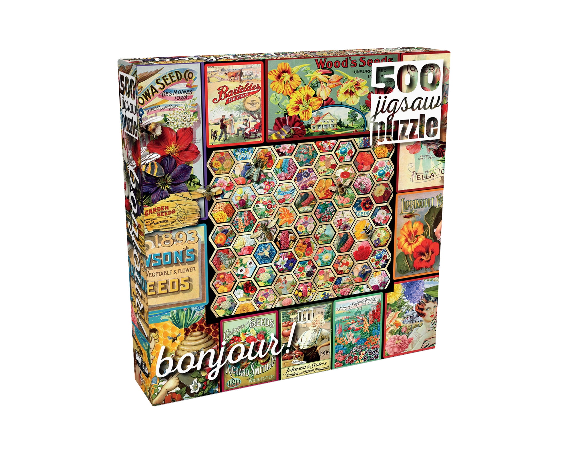 Buffalo Games 500-Pieces Bonjour Vintage Ephemera Interlocking