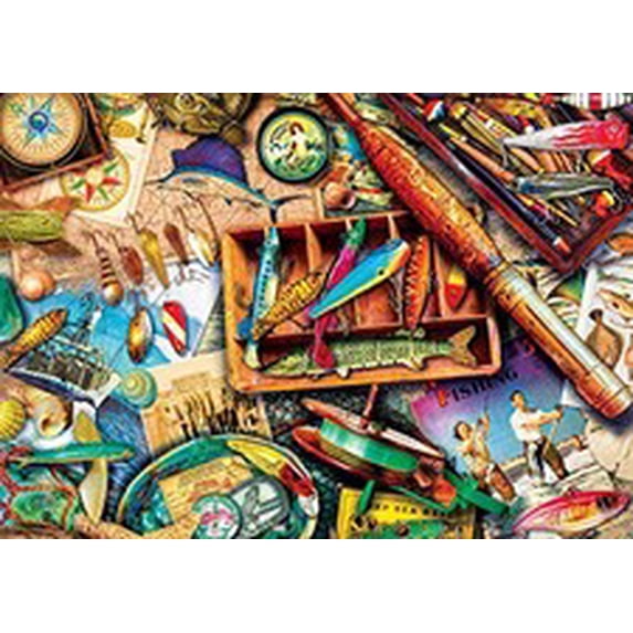 Buffalo Games 500-piece Aimee Stewart Vintage Fishing Interlocking Jigsaw Puzzle