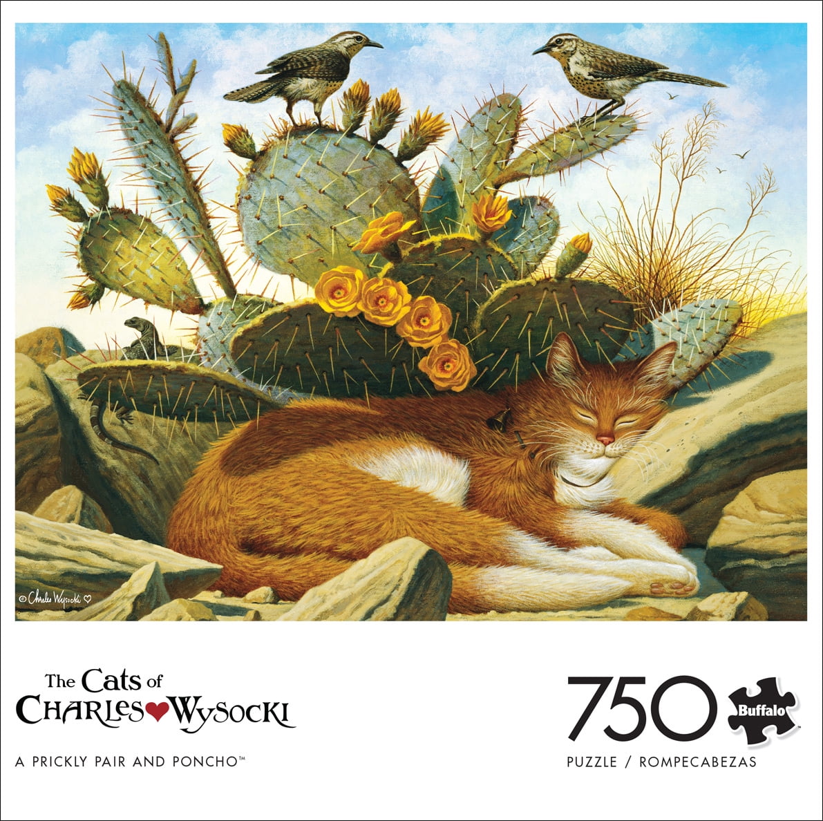 Buffalo Games 750-Piece Cats A Prickly Pair and Poncho Interlocking Jigsaw Puzzle