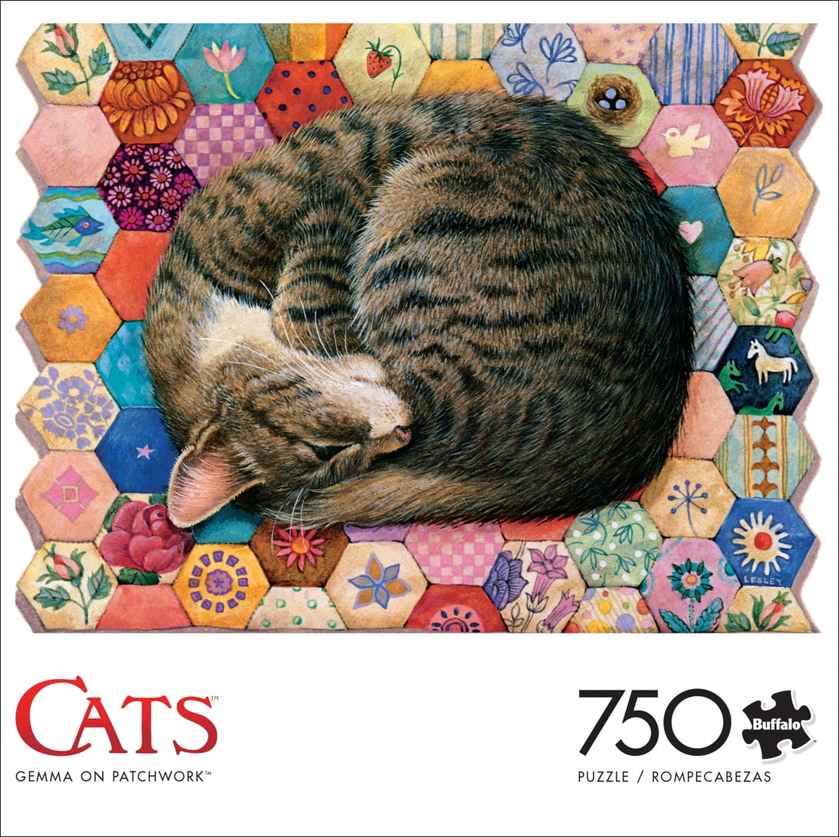 Buffalo Games 750-Piece Cats Gemma on Patchwork Interlocking