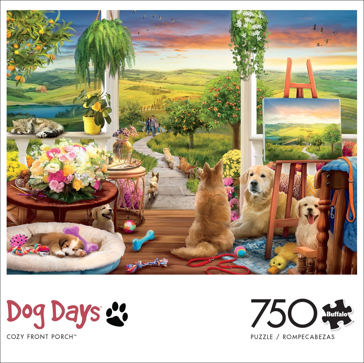 Buffalo Games 750-Piece Dog Days Cozy Front Porch Interlocking Jigsaw Puzzle