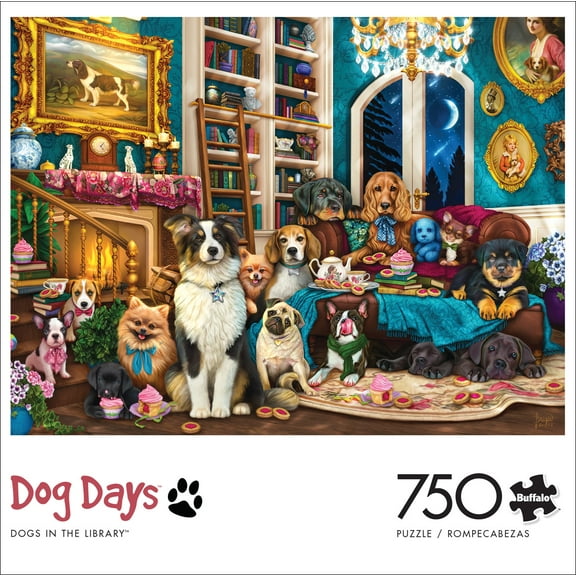 Buffalo Games 750-Piece Dog Days Dogs in the Library Jigsaw Puzzle