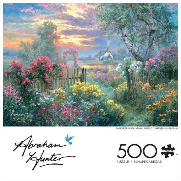 Buffalo Games Abraham Hunter Summer Rose Garden 500-Piece 21.25 x 15-inch Interlocking Jigsaw Puzzle for Adults Ages 14+